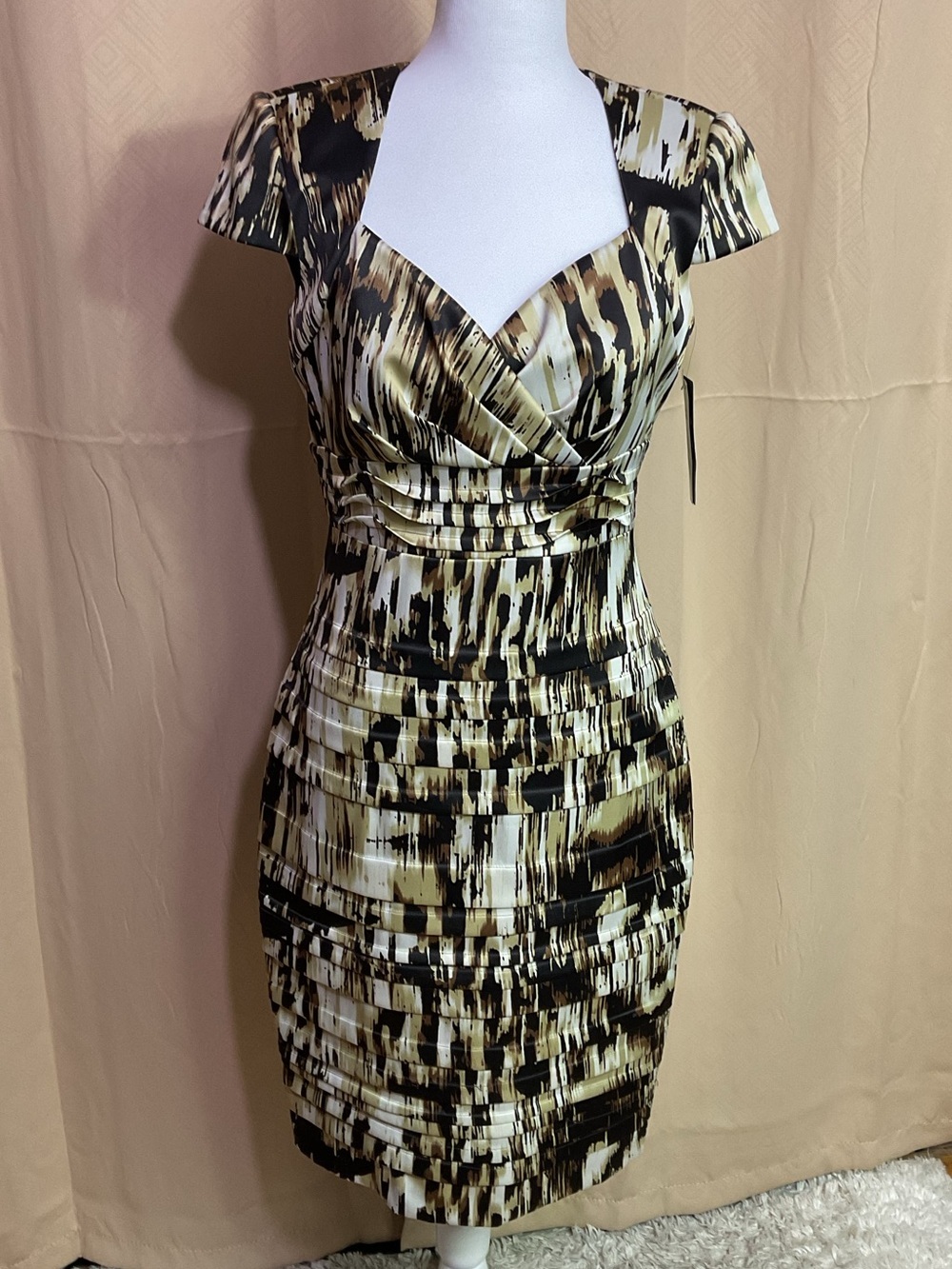 Jax Printed Pleated Wiggle Dress